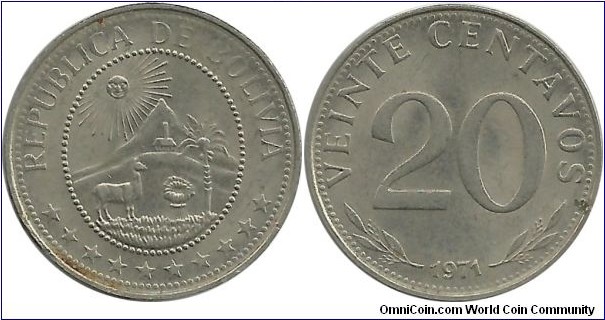 Bolivia 20 Centavos 1971
