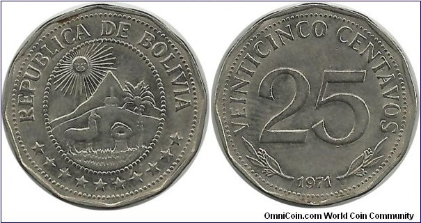 Bolivia 25 Centavos 1971