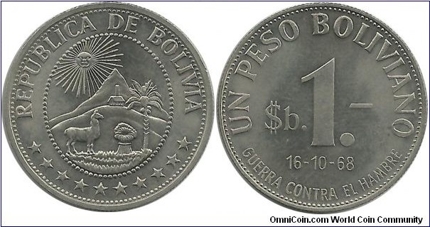Bolivia 1 Peso Boliviano 1968 - FAO