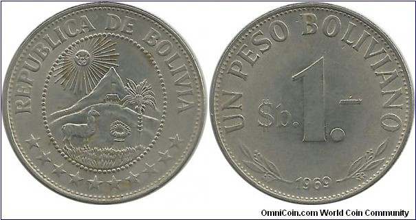 Bolivia 1 Peso Boliviano 1969
