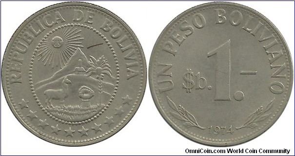 Bolivia 1 Peso Boliviano 1974
