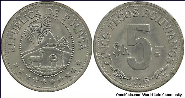 Bolivia 5 Pesos Bolivianos 1976