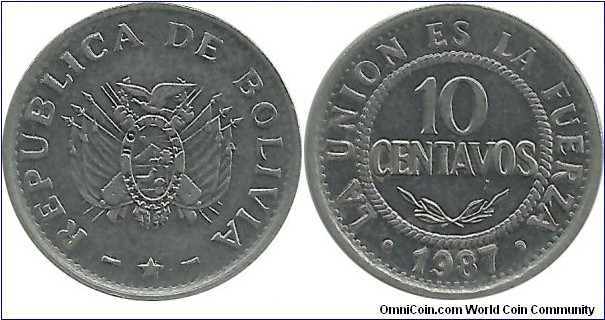 Bolivia 10 Centavos 1987