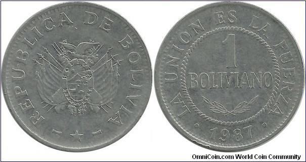 Bolivia 1 Boliviano 1987