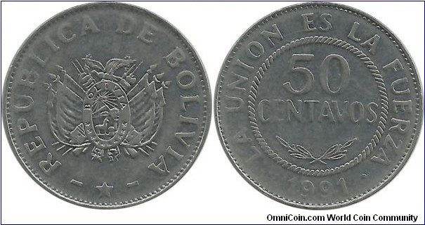 Bolivia 50 Centavos 1991