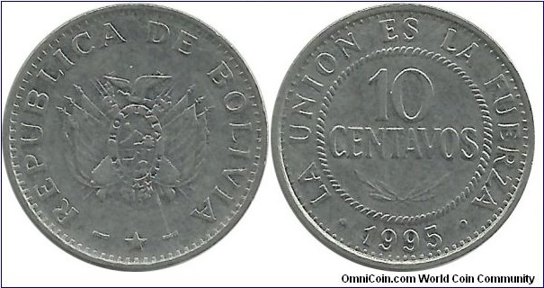 Bolivia 10 Centavos 1995