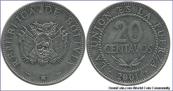 Bolivia 20 Centavos 2001