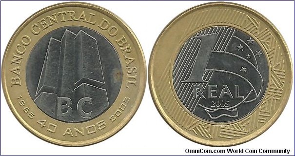 Brazil 1 Real 2005 - 40th Anniversary of Central Bank