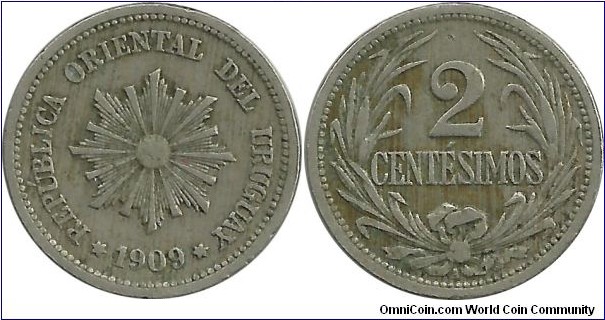 Uruguay 2 Centesimos 1909