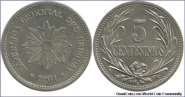 Uruguay 5 Centesimos 1901