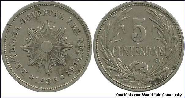 Uruguay 5 Centesimos 1936