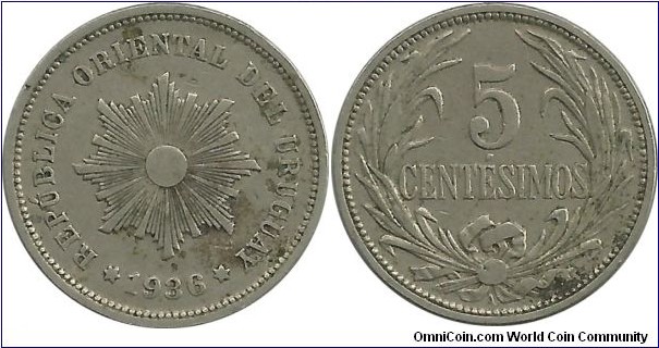 Uruguay 5 Centesimos 1936