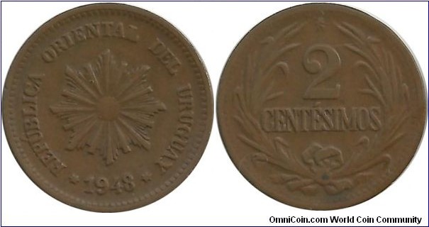 Uruguay 2 Centesimos 1948