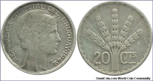 Uruguay 20 Centesimos 1942