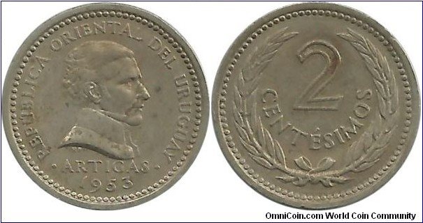 Uruguay 2 Centesimos 1953