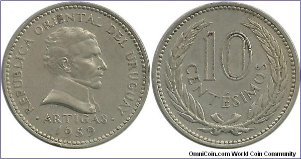 Uruguay 10 Centesimos 1959
