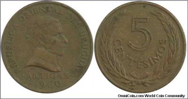 Uruguay 5 Centesimos 1960