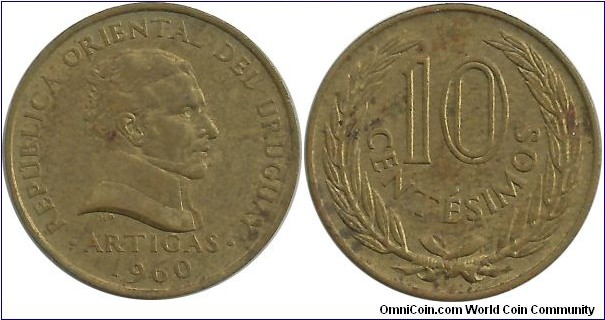 Uruguay 10 Centesimos 1960