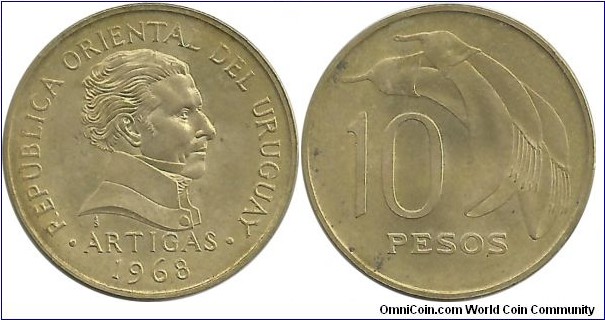 Uruguay 10 Pesos 1968