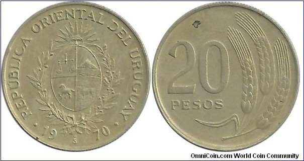 Uruguay 20 Pesos 1970