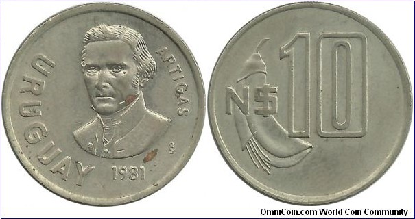 Uruguay 10 NPesos 1981