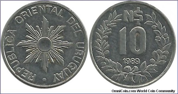 Uruguay 10 NPesos 1989