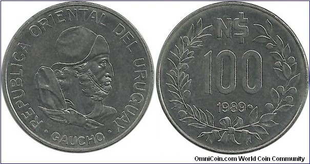 Uruguay 100 NPesos 1989