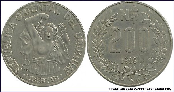 Uruguay 200 NPesos 1989