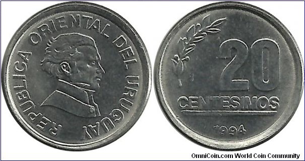 Uruguay 20 Centesimos 1994