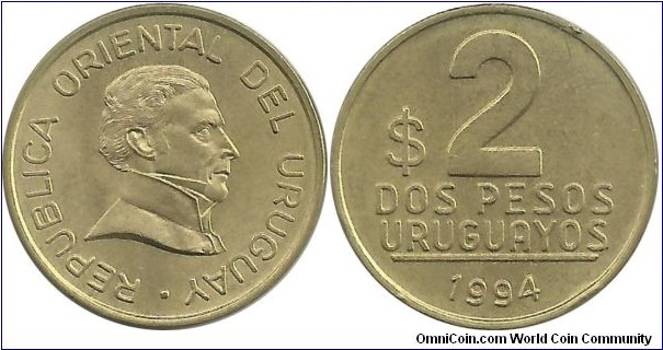 Uruguay 2 Pesos Uruguayos 1994