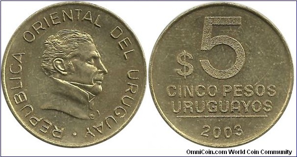 Uruguay 5 Pesos Uruguayos 2003