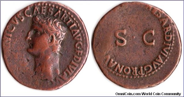 Germanicus copper As struck by Caligula circa 40-41 ad