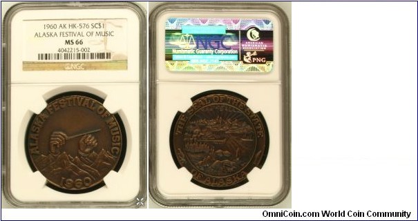 HK-576 Alaska Festival of Music SC$1 Bronze NGC MS-66