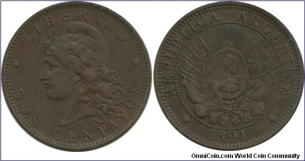 Argentina 2 Centavos 1891