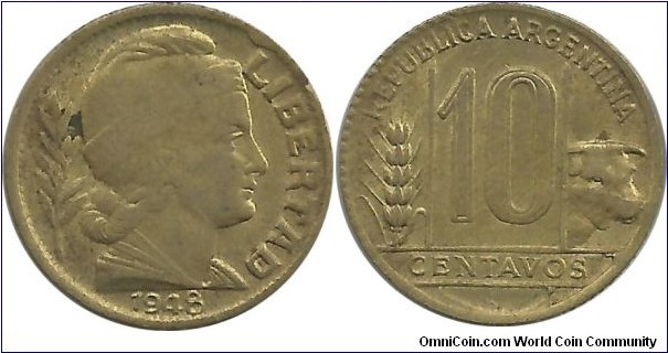 Argentina 10 Centavos 1948