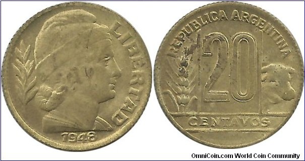 Argentina 20 Centavos 1948