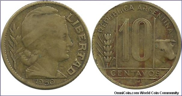 Argentina 10 Centavos 1950