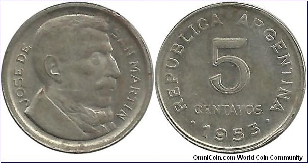 Argentina 5 Centavos 1953