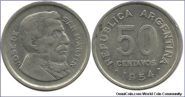 Argentina 50 Centavos 1954