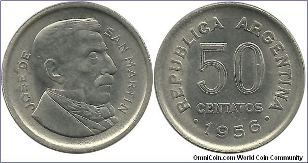 Argentina 50 Centavos 1956