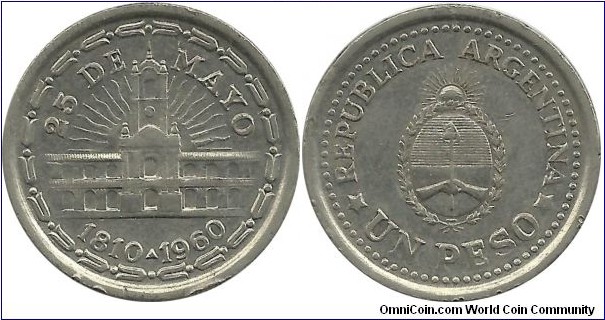 Argentina 1 Peso 1810-1960 - 150th Anniversary of Deposition of the Spanish Viceroy.