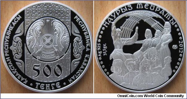 500 Tenge - Nauryz holiday - 31.1 g Ag .925 Proof - mintage 4,000