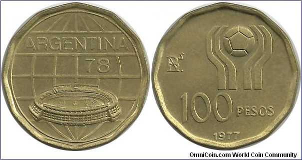 Argentina 100 Pesos 1977 - World Football Championship