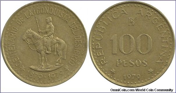 Argentina 100 Pesos 1879-1979, Centennary of Patagonia Conquest