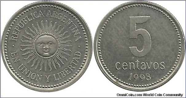 Argentina 5 Centavos 1993-Ni
