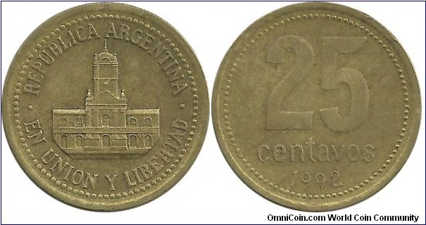 Argentina 25 Centavos 1992