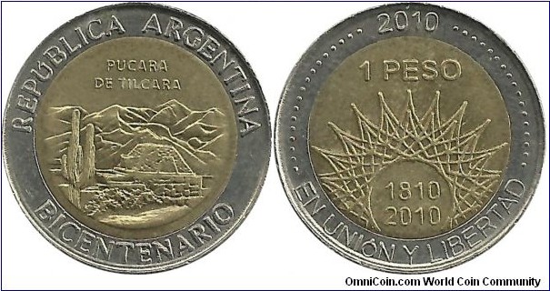 Argentina 1 Peso 1810-2010, 200th Anniversary of Independence