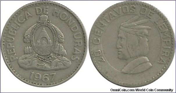 Honduras 20 Centavos 1967