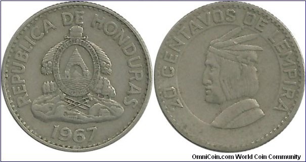 Honduras 20 Centavos 1967