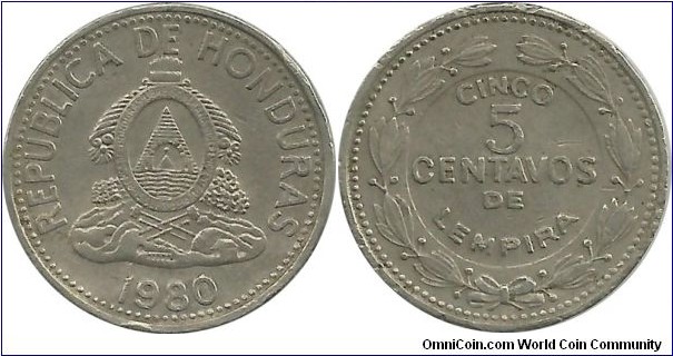 Honduras 5 Centavos 1980